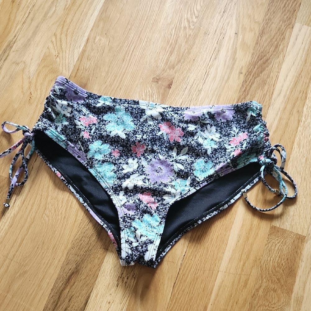 Floral High-Waisted Swim Bottoms